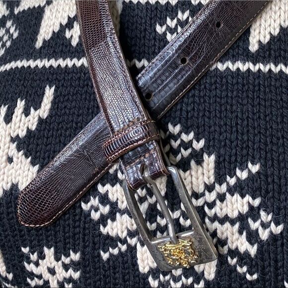 Ralph Lauren Vintage Fall 1991 Lizard Belt w/925 Sterling Silver Crest Buckle - Picture 11 of 16
